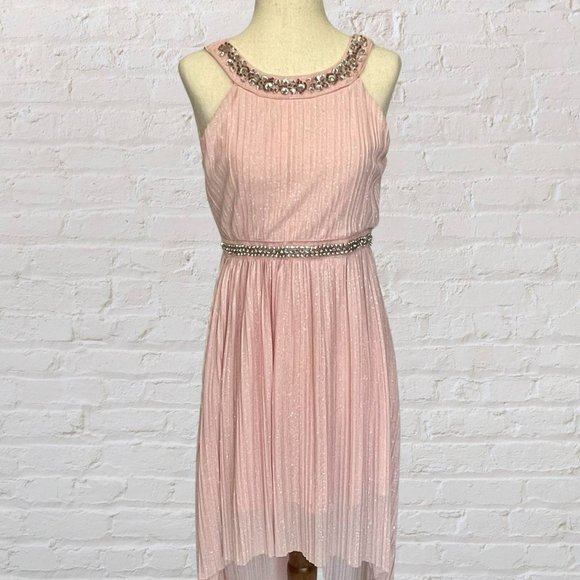 love, Jayne Other - love, Jayne Pink Hi-Lo Glitter Dress with Rhinestones - Kids 12 - Like New!